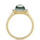 Inel din Argint 925 Placat cu Aur ( 2.49 grame ) cu Perlă De apă Dulce cu Efect "Verde Tahitian" și Topaz Alb 1.04 Carate