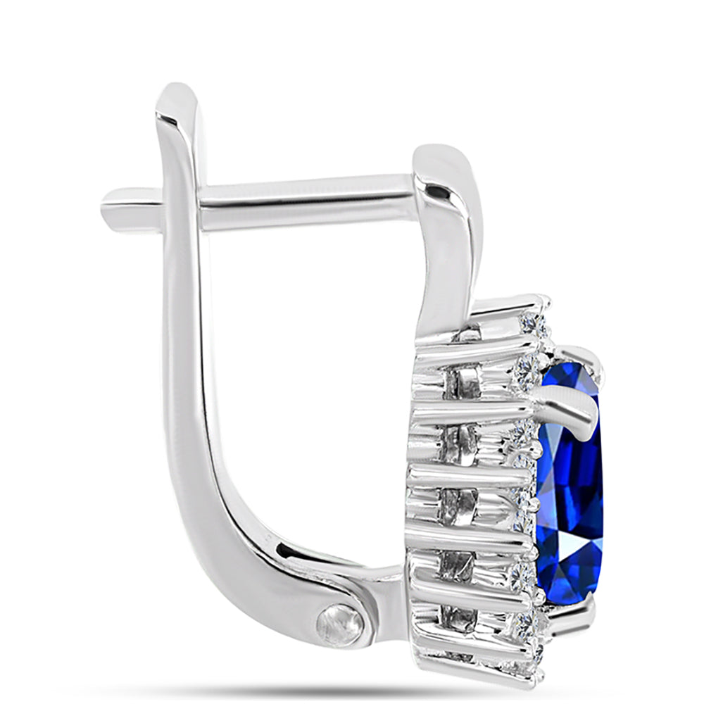 Cercei din Argint 925 ( 3.69 grame ) cu Safir Albastru Australian și Topaz Alb 2.54 Carate 2 