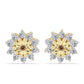 Cercei din Argint 925 Placat cu Aur ( 1.36 grame ) cu Diamant Coniac și Topaz Alb 0.31 Carate