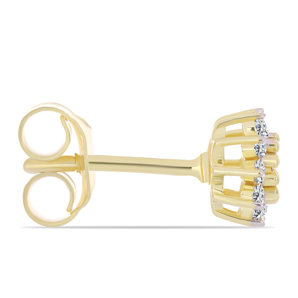 Cercei din Argint 925 Placat cu Aur ( 1.36 grame ) cu Diamant Coniac și Topaz Alb 0.31 Carate 2 