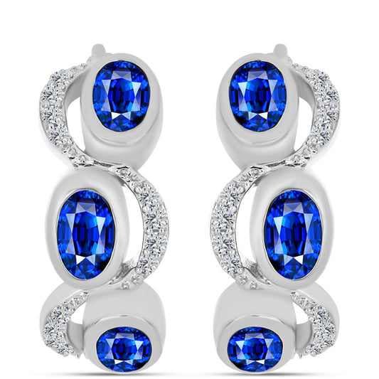 Cercei din Argint 925 ( 5.17 grame ) cu Safir Albastru Australian și Topaz Alb 2.29 Carate