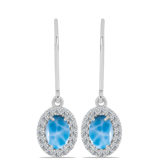 Cercei din Argint 925 ( 2.41 grame ) cu Larimar de Barahona și Topaz Alb 2.58 Carate