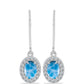 Cercei din Argint 925 ( 2.41 grame ) cu Larimar de Barahona și Topaz Alb 2.58 Carate