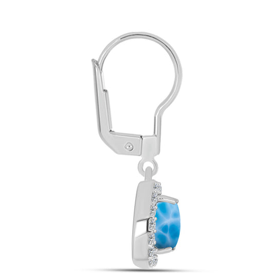 Cercei din Argint 925 ( 2.41 grame ) cu Larimar de Barahona și Topaz Alb 2.58 Carate