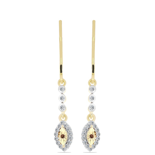 Cercei din Argint 925 Placat cu Aur ( 2.21 grame ) cu Diamant Coniac și Topaz Alb 0.29 Carate