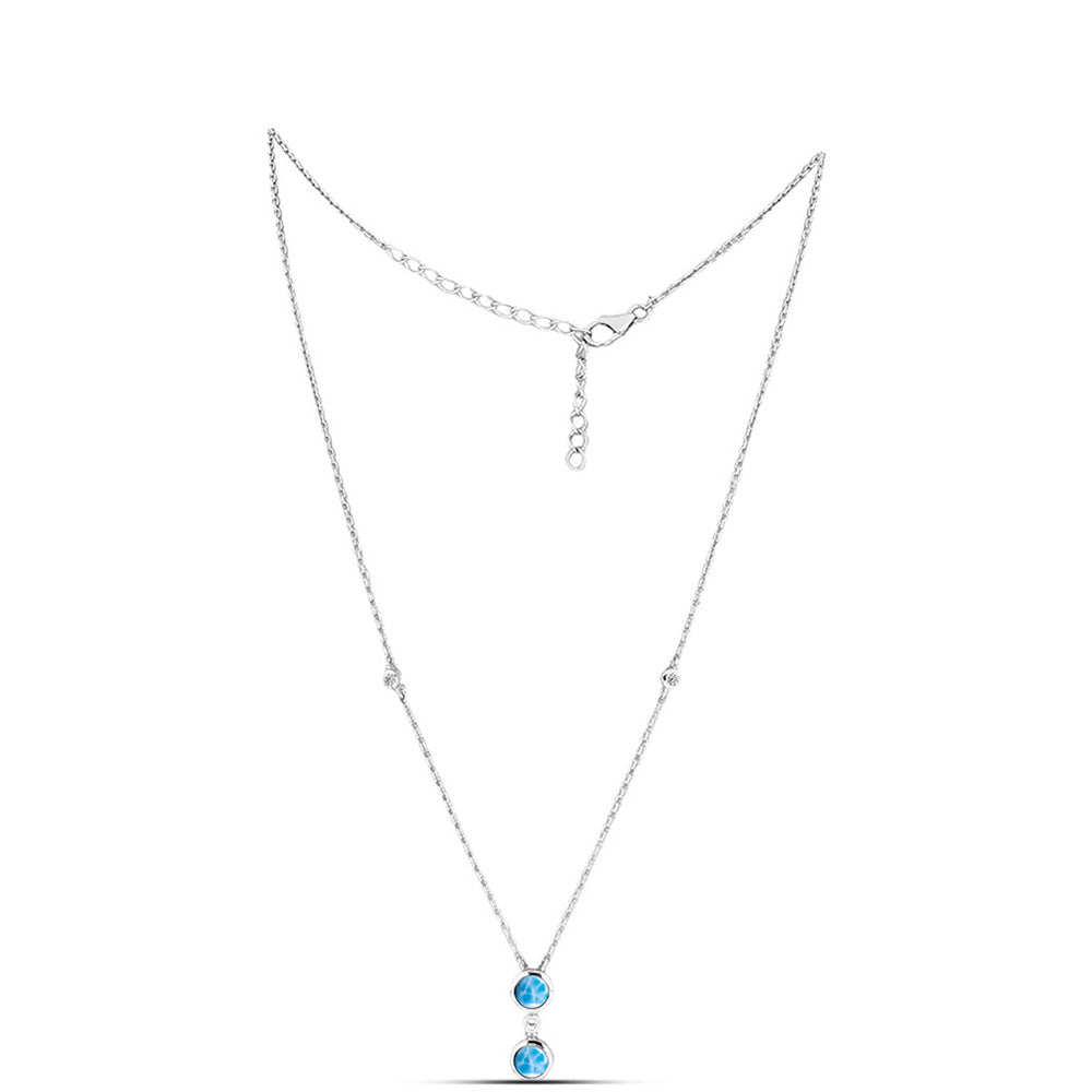 Colier din Argint 925 ( 4.35 grame ) cu Larimar de Barahona și Topaz Alb 1.57 Carate 1 