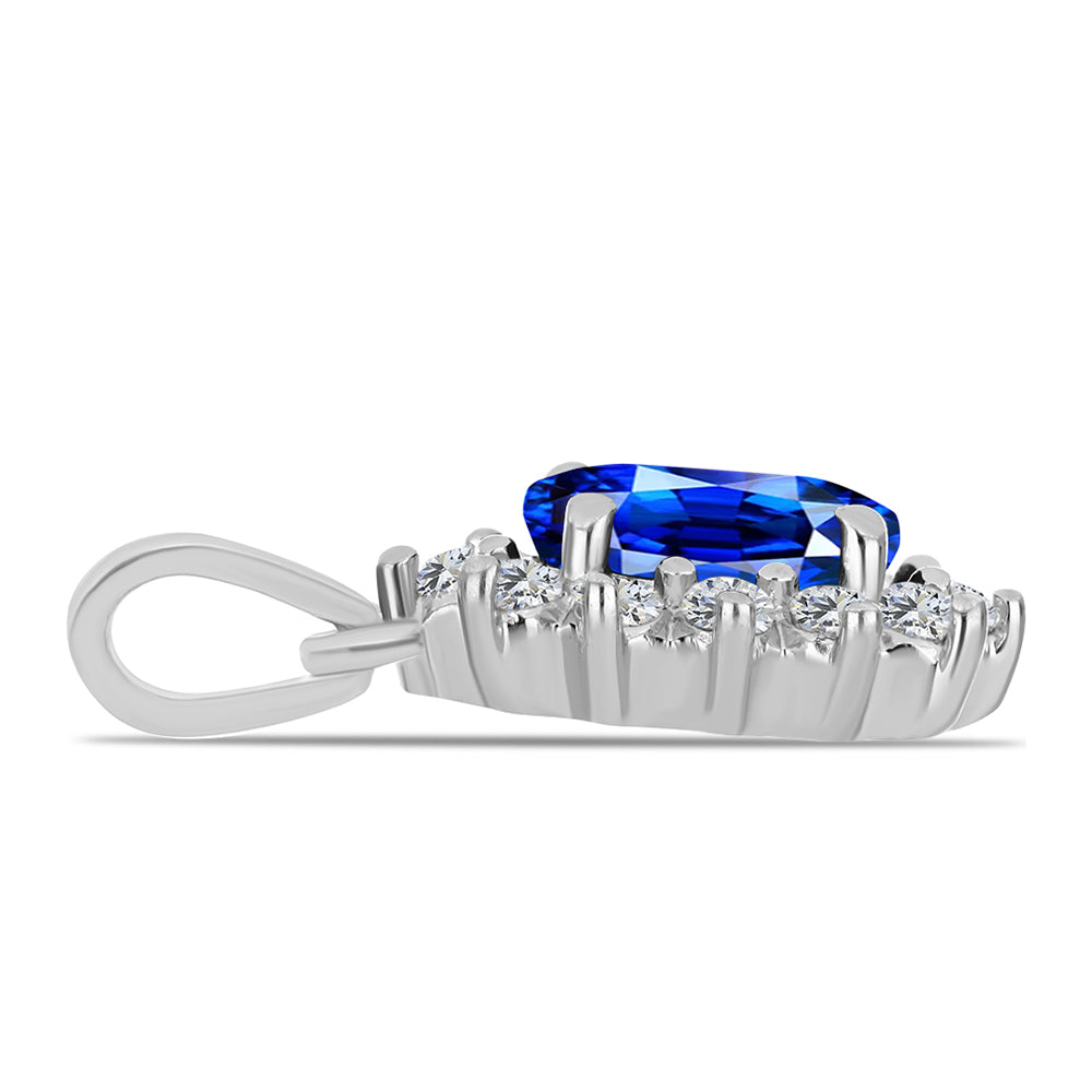 Pandantiv din Argint 925 ( 1.76 grame ) cu Safir Albastru Australian și Topaz Alb 2.35 Carate 2 