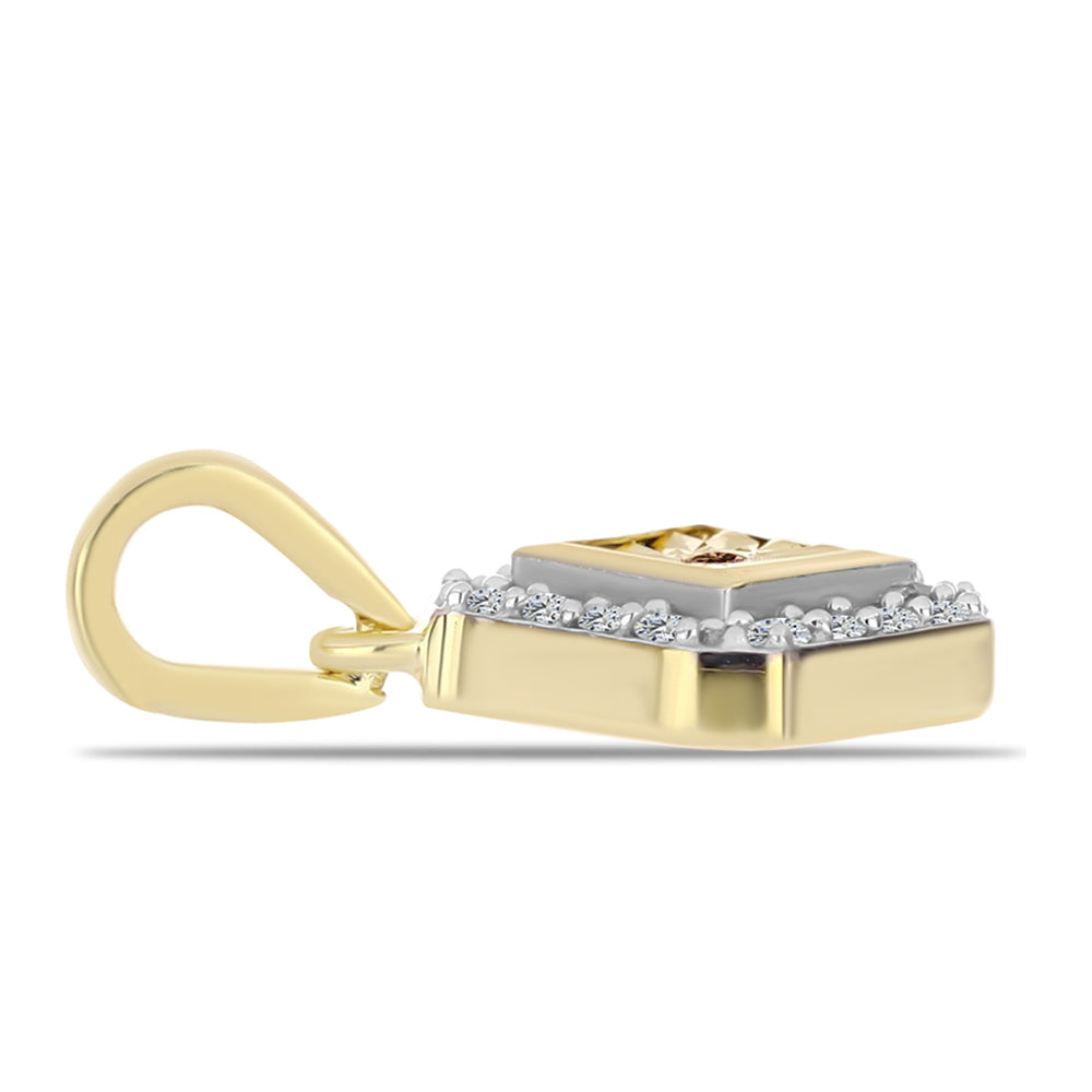 Pandantiv din Argint 925 Placat cu Aur ( 1.25 grame ) cu Diamant Coniac și Topaz Alb 0.2 Carate 2 