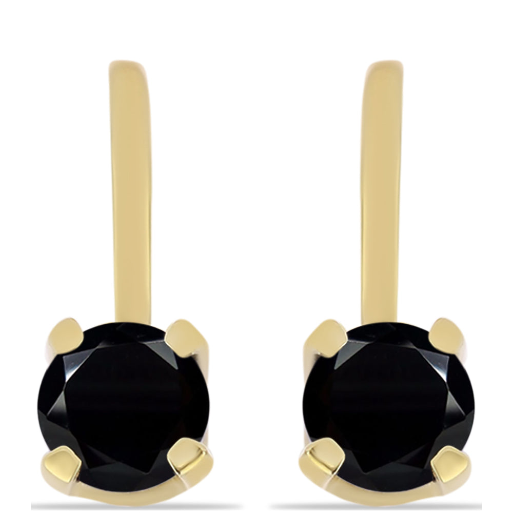 Cercei din Argint 925 Placat cu Aur ( 2.27 grame ) cu Onix Negru 1.07 Carate