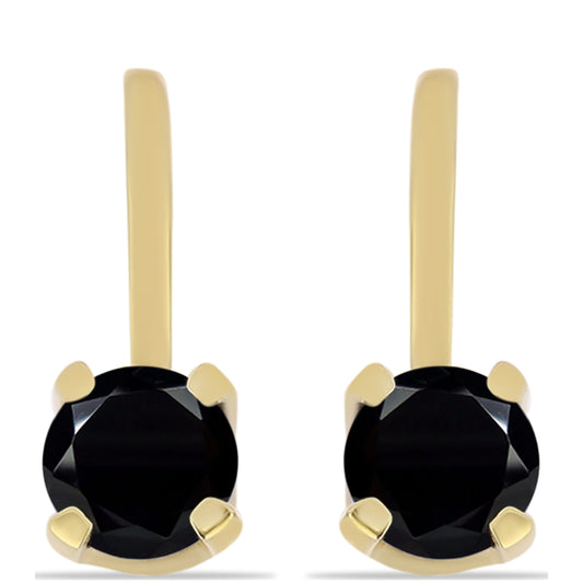 Cercei din Argint 925 Placat cu Aur ( 2.27 grame ) cu Onix Negru 1.07 Carate