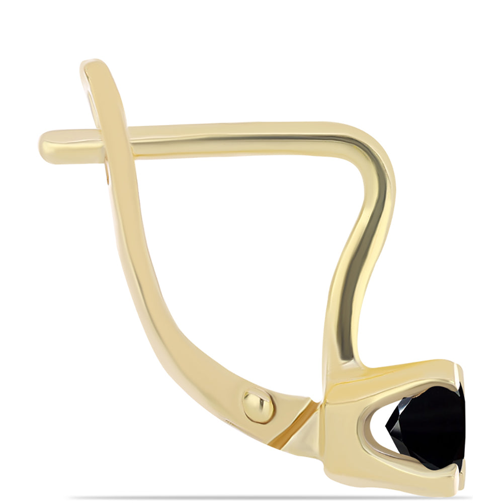 Cercei din Argint 925 Placat cu Aur ( 2.27 grame ) cu Onix Negru 1.07 Carate 2 