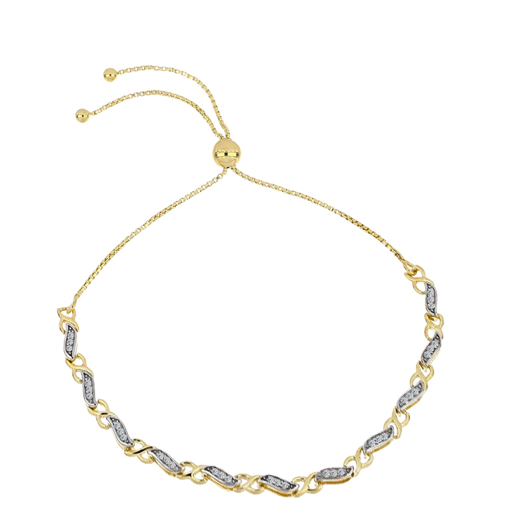 Brățară din Argint 925 Placat cu Aur ( 6.34 grame ) cu Diamant Coniac și Topaz Alb 0.23 Carate