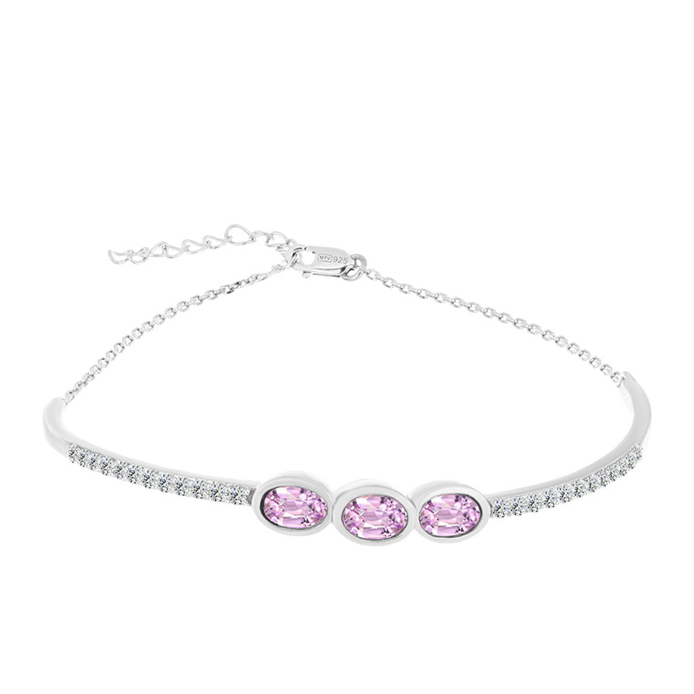 Brățară din Argint 925 ( 5.49 grame ) cu Kunzit Pala și Topaz Alb 2.53 Carate 1 