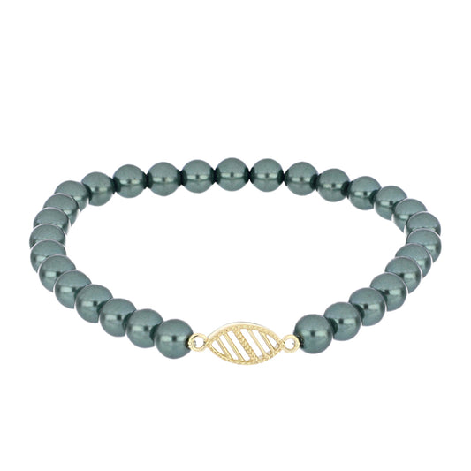 Brățară din Argint 925 Placat cu Aur ( 0.72 grame ) cu Perlă De apă Dulce cu Efect "Verde Tahitian" 40.3 Carate