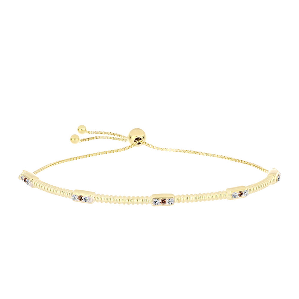 Brățară din Argint 925 Placat cu Aur ( 6.24 grame ) cu Diamant Coniac și Topaz Alb 0.28 Carate