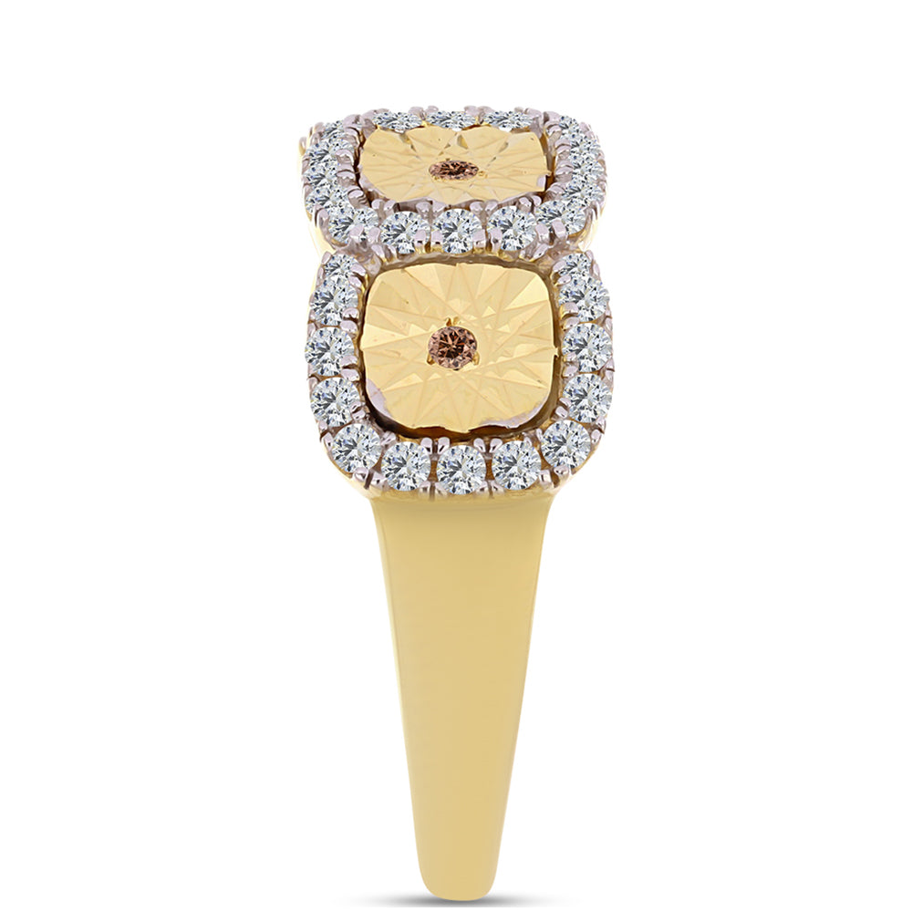 Inel din Argint 925 Placat cu Aur ( 4.37 grame ) cu Diamant Coniac și Topaz Alb 0.47 Carate 4 