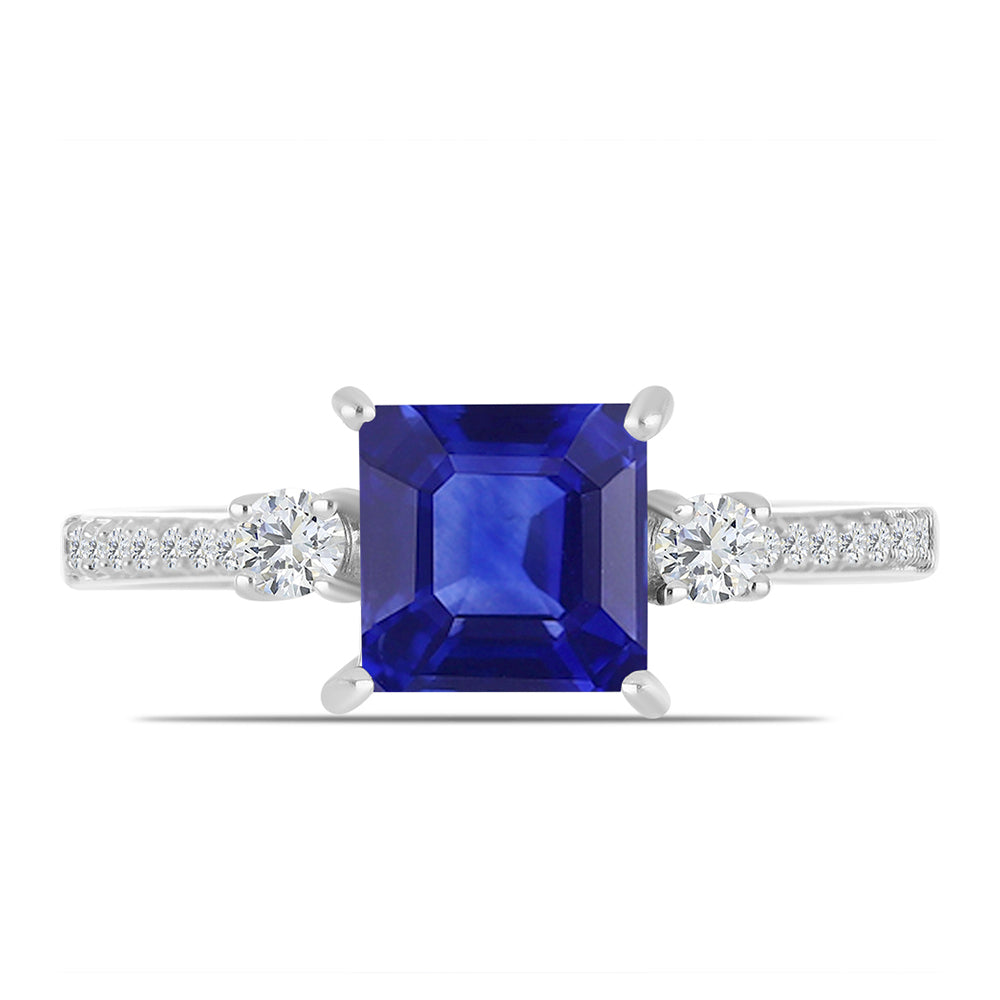 Inel din Argint 925 ( 2.17 grame ) cu Safir Albastru Australian și Topaz Alb 2.69 Carate