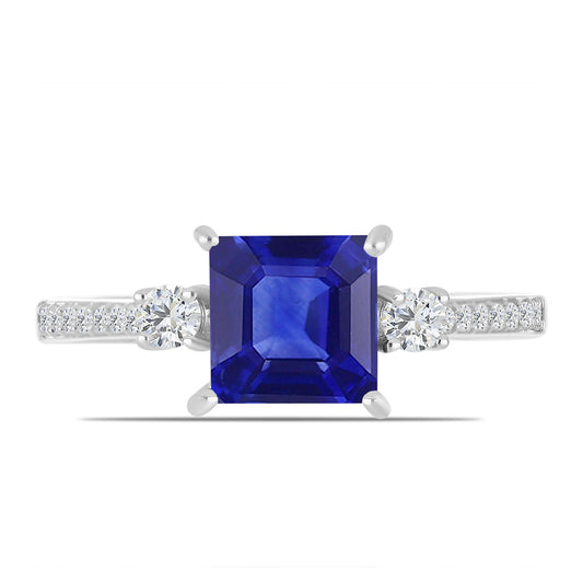 Inel din Argint 925 ( 2.17 grame ) cu Safir Albastru Australian și Topaz Alb 2.69 Carate