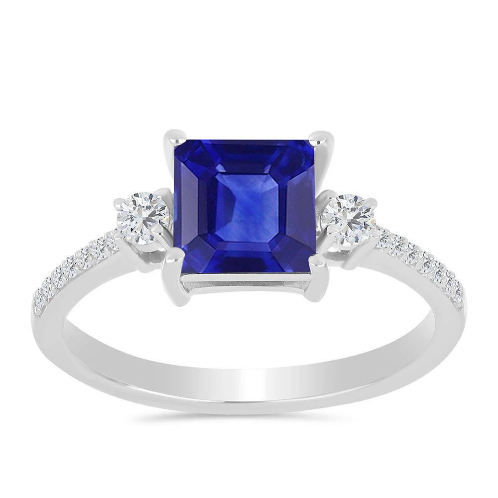 Inel din Argint 925 ( 2.17 grame ) cu Safir Albastru Australian și Topaz Alb 2.69 Carate