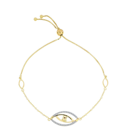 Brățară din Argint 925 Placat cu Aur ( 3.8 grame ) cu Diamant Coniac și Topaz Alb 0.28 Carate