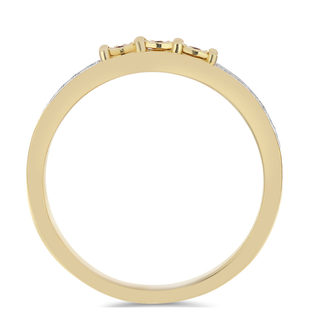 Inel din Argint 925 Placat cu Aur ( 3.95 grame ) cu Diamant Coniac și Topaz Alb 0.38 Carate 2 