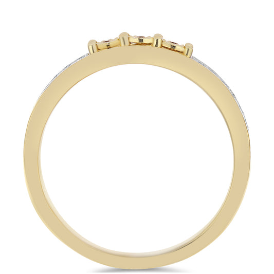 Inel din Argint 925 Placat cu Aur ( 3.95 grame ) cu Diamant Coniac și Topaz Alb 0.38 Carate