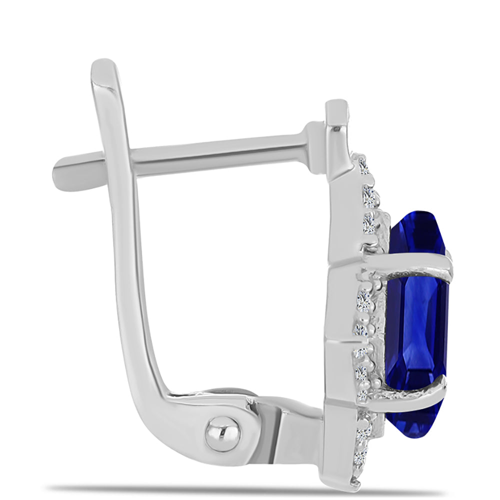 Cercei din Argint 925 ( 2.96 grame ) cu Safir Albastru Australian și Topaz Alb 3.46 Carate 2 