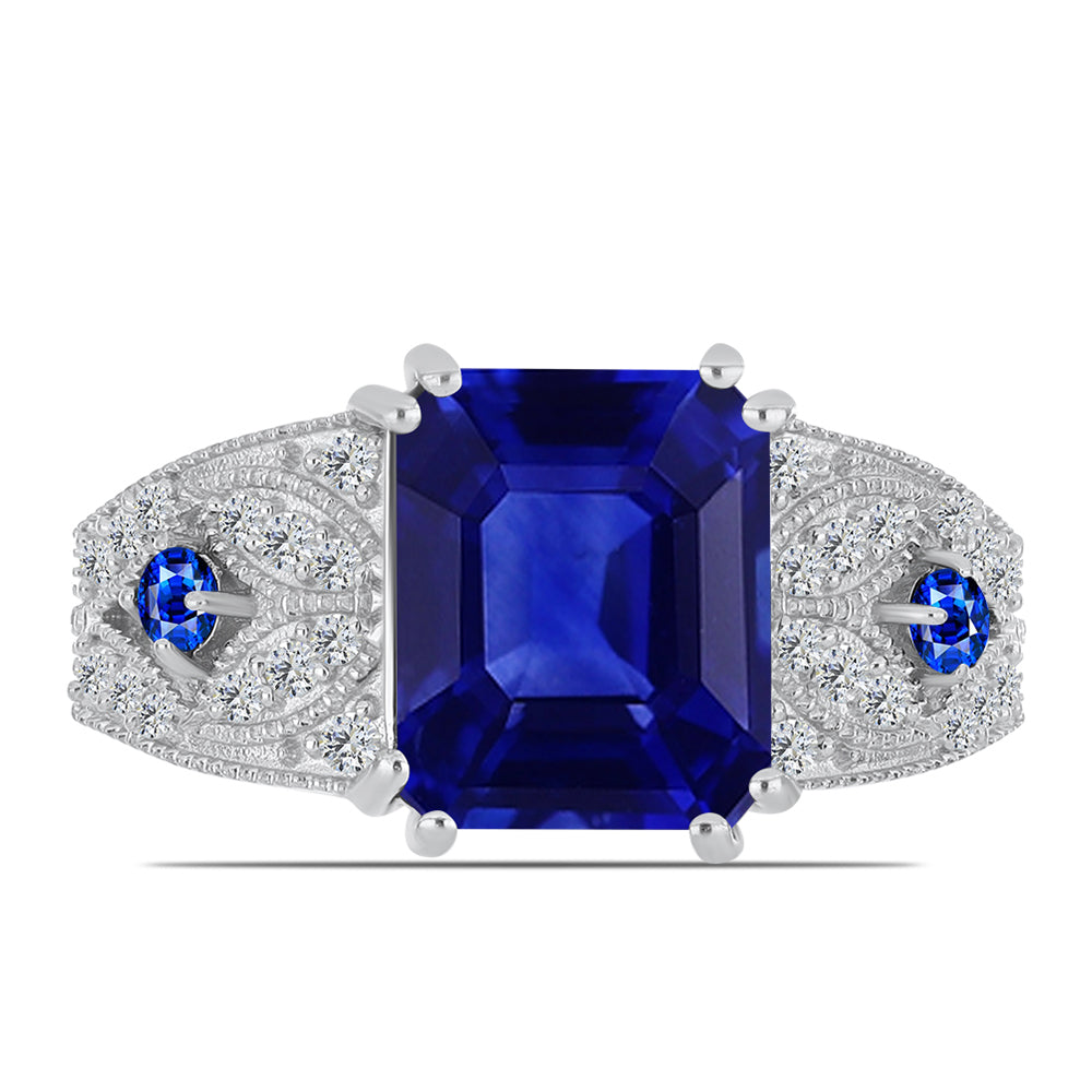 Inel din Argint 925 ( 4.45 grame ) cu Safir Albastru Australian și Topaz Alb 5.01 Carate 1 