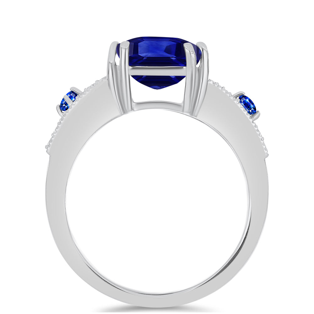 Inel din Argint 925 ( 4.45 grame ) cu Safir Albastru Australian și Topaz Alb 5.01 Carate 2 