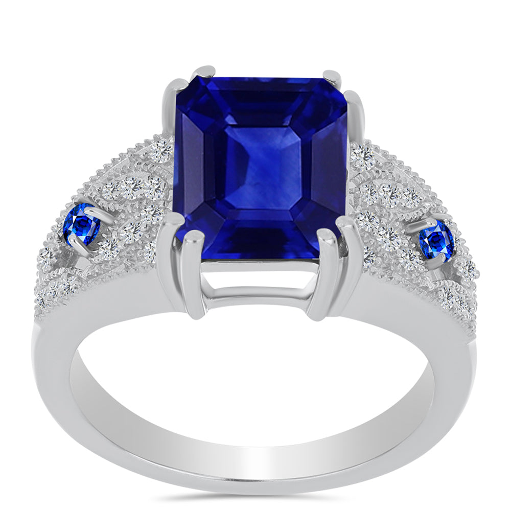 Inel din Argint 925 ( 4.45 grame ) cu Safir Albastru Australian și Topaz Alb 5.01 Carate 3 