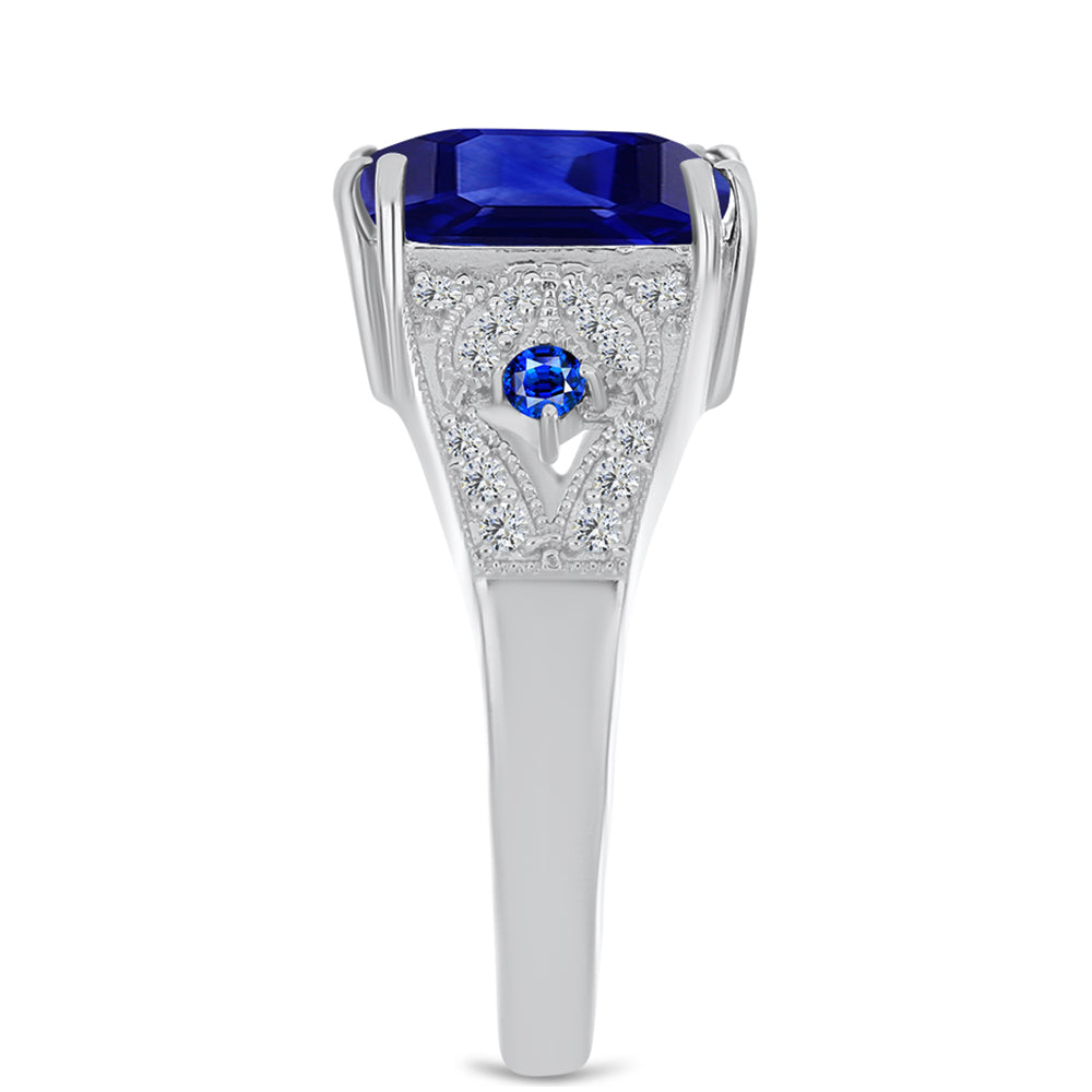 Inel din Argint 925 ( 4.45 grame ) cu Safir Albastru Australian și Topaz Alb 5.01 Carate 4 