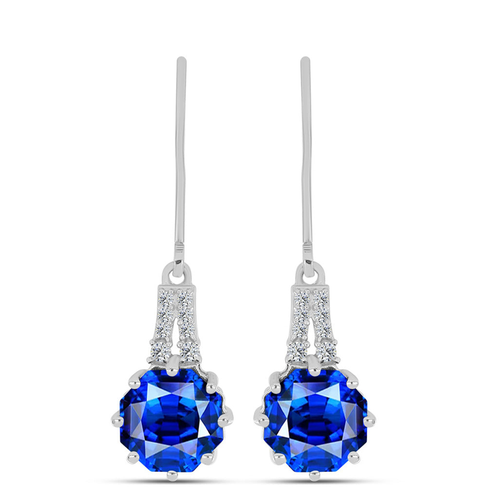 Cercei din Argint 925 ( 2.51 grame ) cu Safir Albastru Australian și Topaz Alb 6.46 Carate 1 