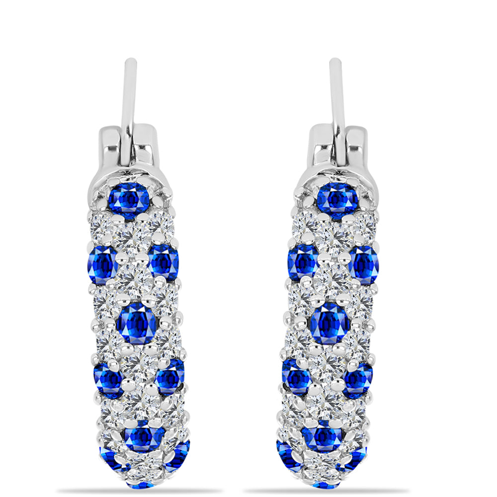 Cercei din Argint 925 ( 4.25 grame ) cu Safir Albastru Australian și Topaz Alb 5.27 Carate 1 