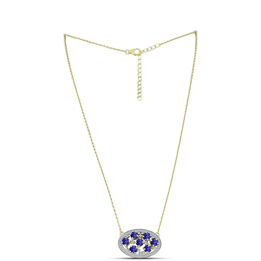 Colier din Argint 925 Placat cu Aur ( 5.67 grame ) cu Lapis Lazuli și Topaz Alb 2.43 Carate 1 