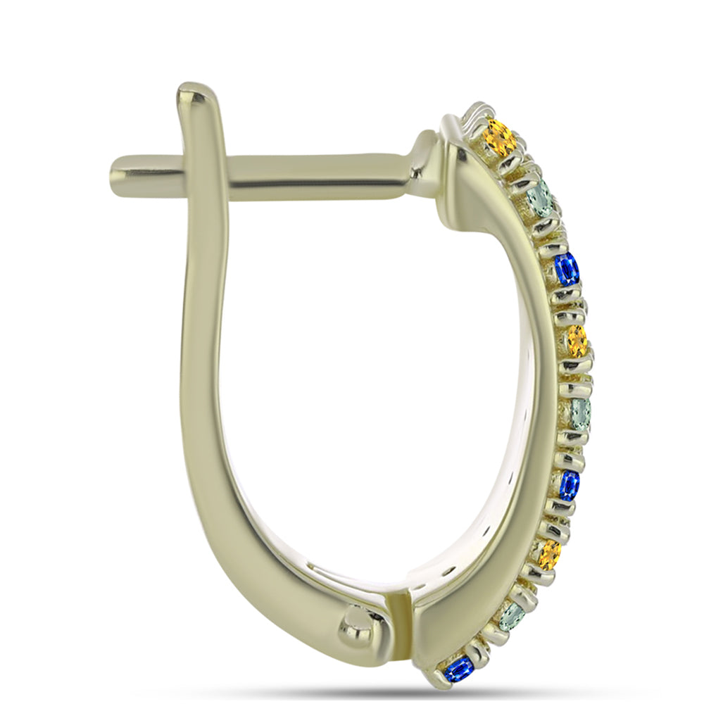 Cercei din Argint 925 Placat cu Aur ( 4.77 grame ) cu Safir Curcubeu 0.72 Carate 2 