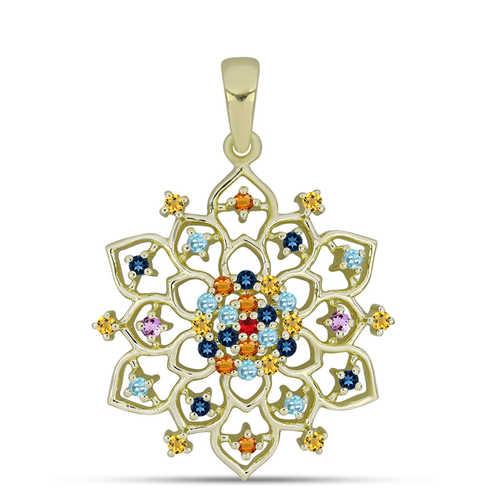 Pandantiv din Argint 925 Placat cu Aur ( 3.01 grame ) cu Safir Curcubeu 0.74 Carate 1 