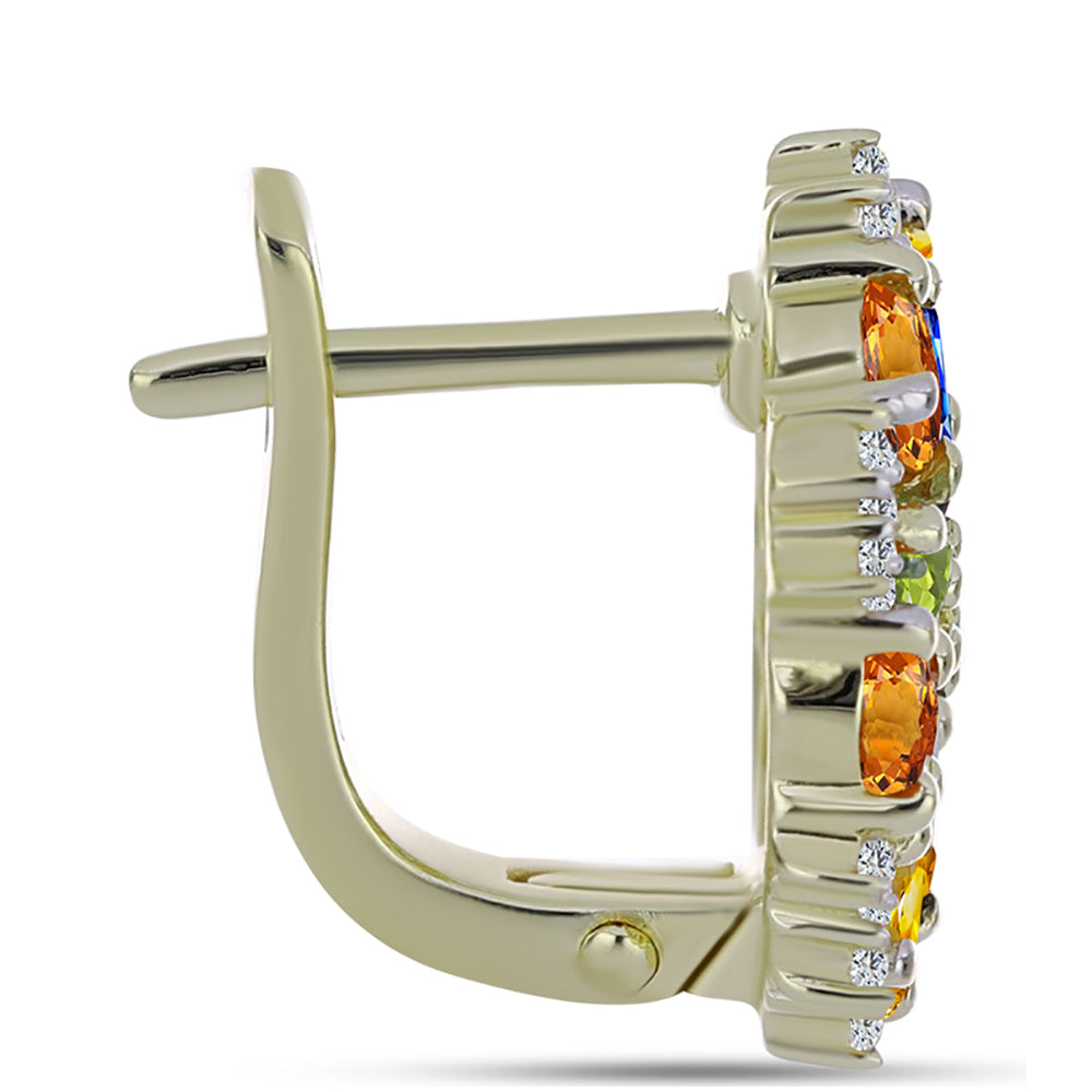 Cercei din Argint 925 Placat cu Aur ( 5.02 grame ) cu Safir Curcubeu și Topaz Alb 3.77 Carate 2 