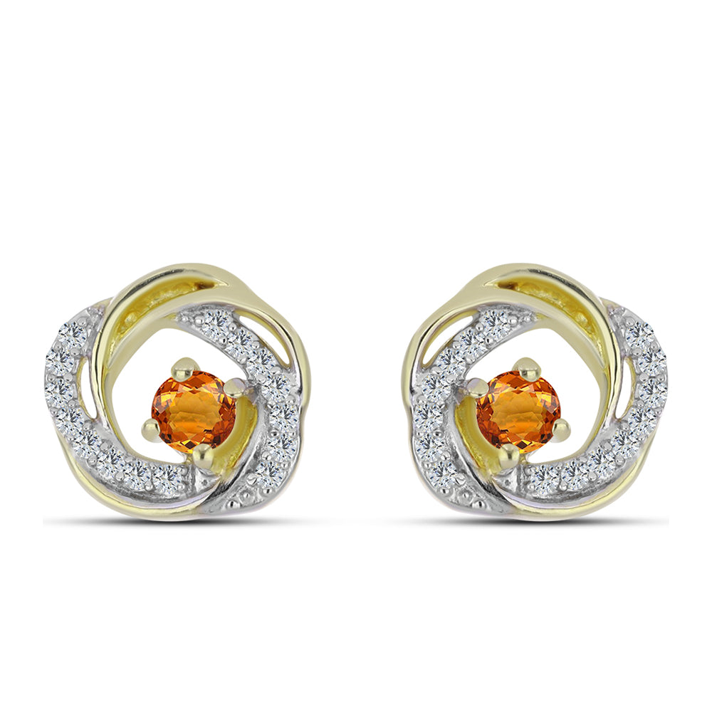 Cercei din Argint 925 Placat cu Aur ( 2.11 grame ) cu Safir Curcubeu și Topaz Alb 0.52 Carate 1 