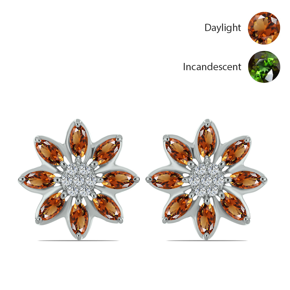 Cercei din Argint 925 ( 3.91 grame ) cu Zultanit Anatolian Certificat cultivat în laborator și Topaz Alb 1.33 Carate