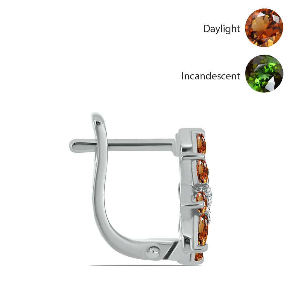 Cercei din Argint 925 ( 3.91 grame ) cu Zultanit Anatolian Certificat cultivat în laborator și Topaz Alb 1.33 Carate