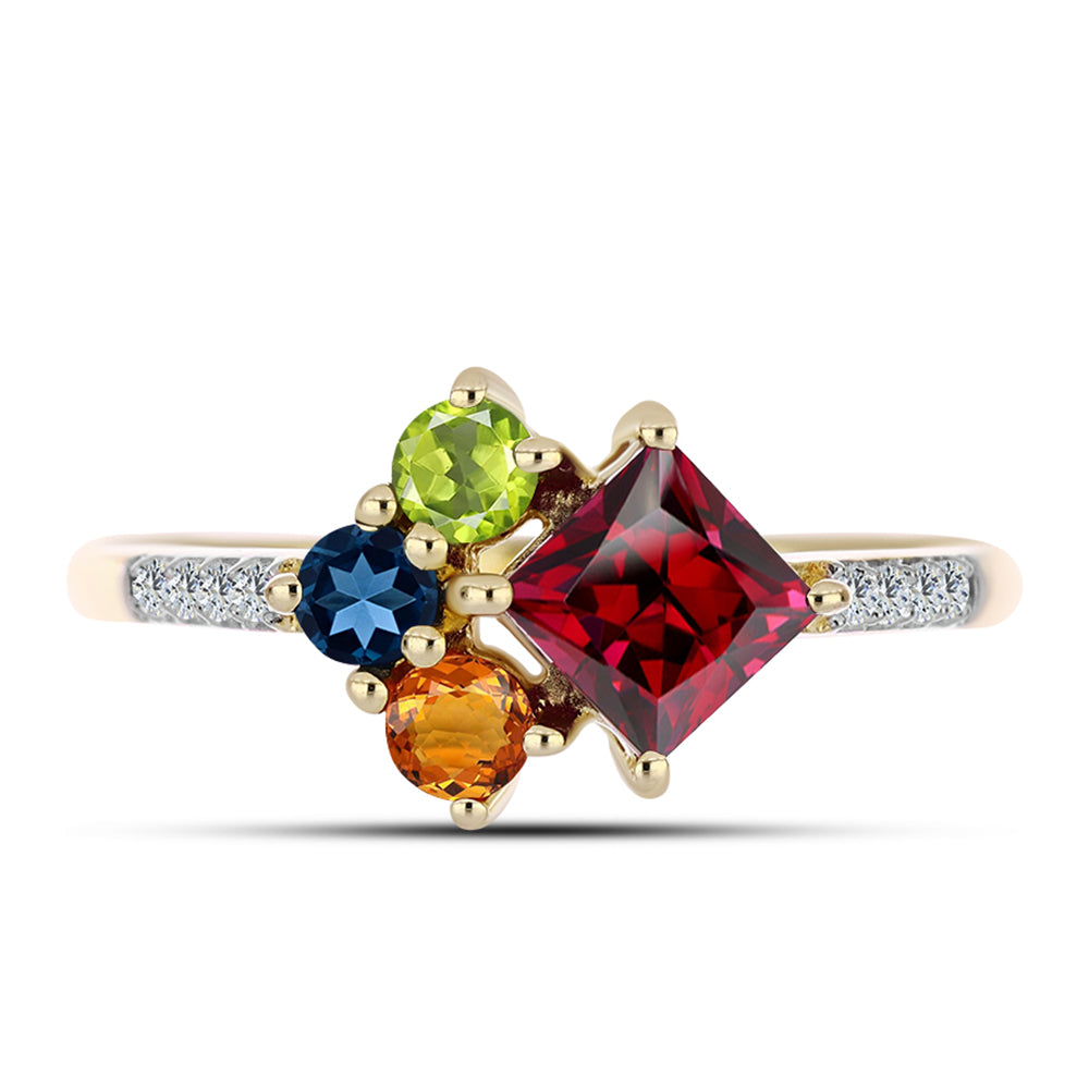 Inel din Argint 925 Placat cu Aur ( 1.93 grame ) cu Safir Curcubeu și Topaz Alb 1.21 Carate 2 