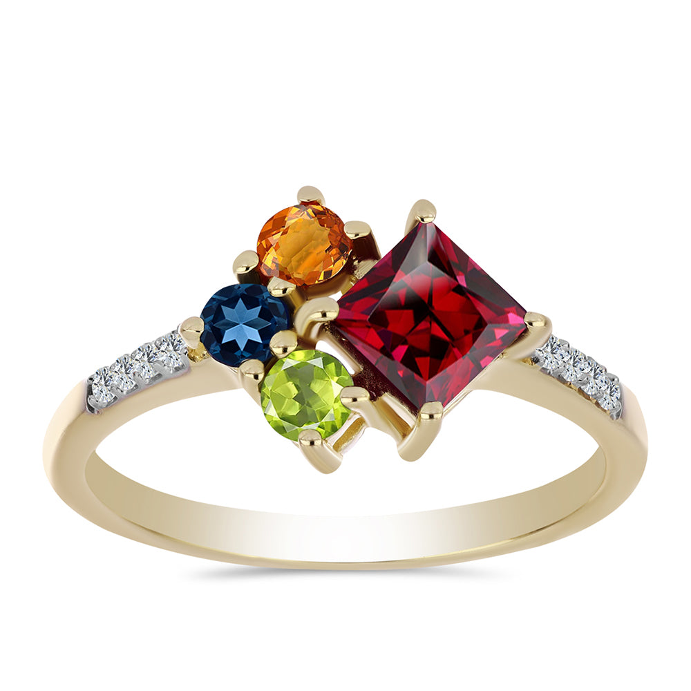 Inel din Argint 925 Placat cu Aur ( 1.93 grame ) cu Safir Curcubeu și Topaz Alb 1.21 Carate 1 