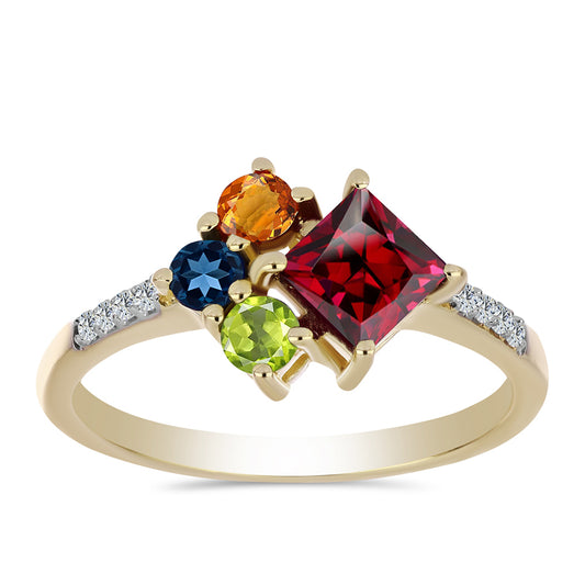Inel din Argint 925 Placat cu Aur ( 1.93 grame ) cu Safir Curcubeu și Topaz Alb 1.21 Carate
