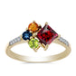 Inel din Argint 925 Placat cu Aur ( 1.93 grame ) cu Safir Curcubeu și Topaz Alb 1.21 Carate
