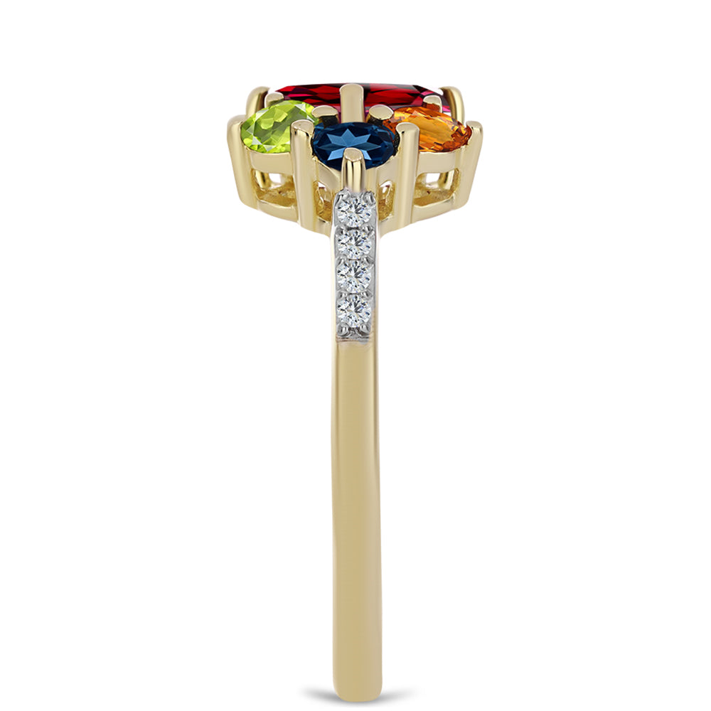 Inel din Argint 925 Placat cu Aur ( 1.93 grame ) cu Safir Curcubeu și Topaz Alb 1.21 Carate 4 