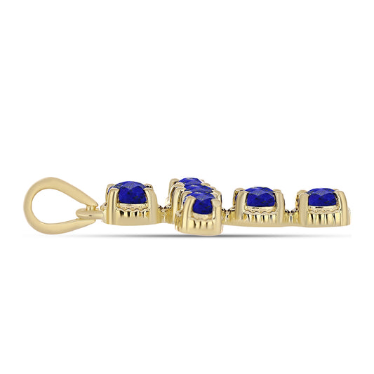 Cruce Pandantiv din Argint 925 Placat cu Aur ( 2.18 grame ) cu Lapis Lazuli 1.13 Carate