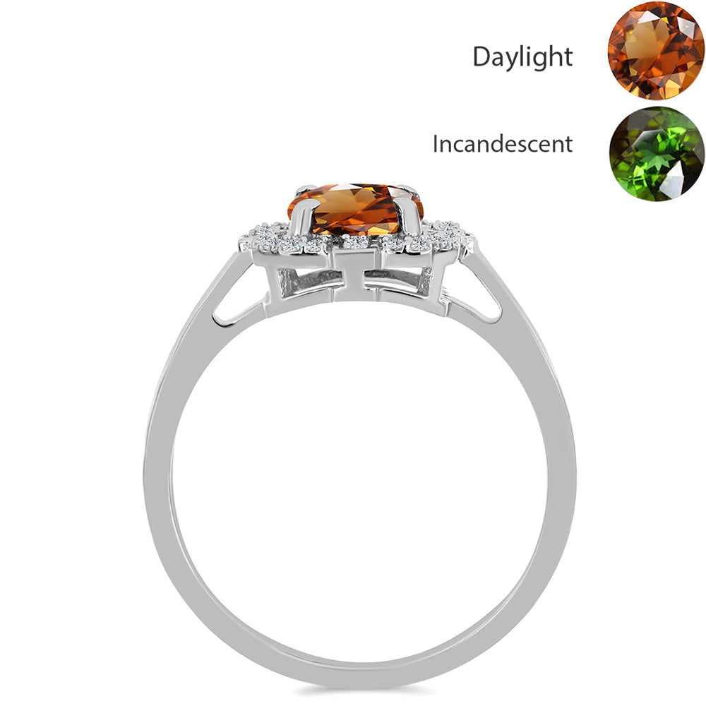 Inel din Argint 925 ( 3.09 grame ) cu Zultanit Anatolian Certificat cultivat în laborator și Topaz Alb 2.37 Carate 2 