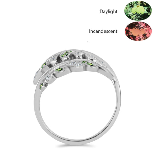 Inel din Argint 925 ( 5.17 grame ) cu Alexandrit Natural și Topaz Alb 0.63 Carate