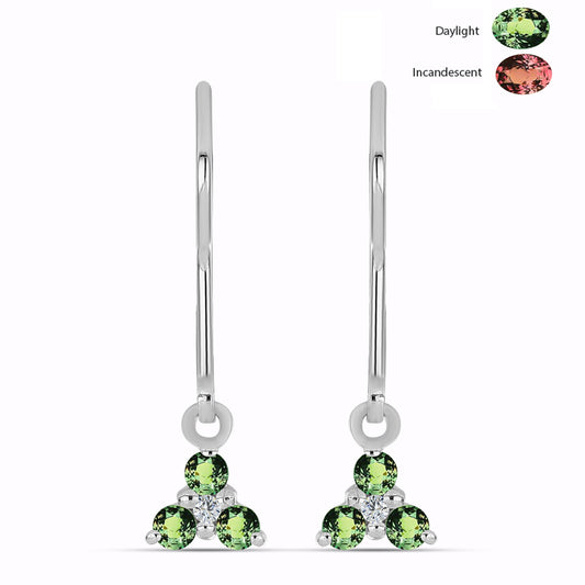 Cercei din Argint 925 ( 1.34 grame ) cu Alexandrit Natural și Topaz Alb 0.28 Carate