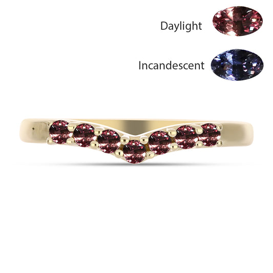 Inel din Argint 925 Placat cu Aur ( 1.95 grame ) cu Granat Tsivory care își schimbă culoarea 0.34 Carate